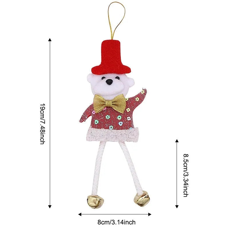Christmas decorative pendant set showing old man, snowman, elk and bear designs for window display