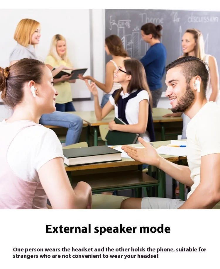 Wireless Bluetooth-compatible in-ear translation earphone in white or black ABS with touch control