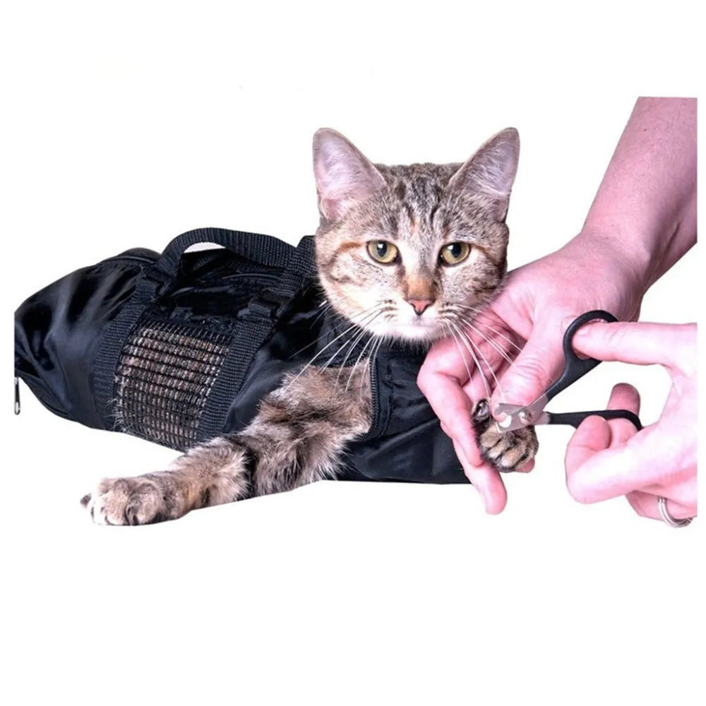 Black cat cleaning and washing bag made from 420D PU Oxford fabric