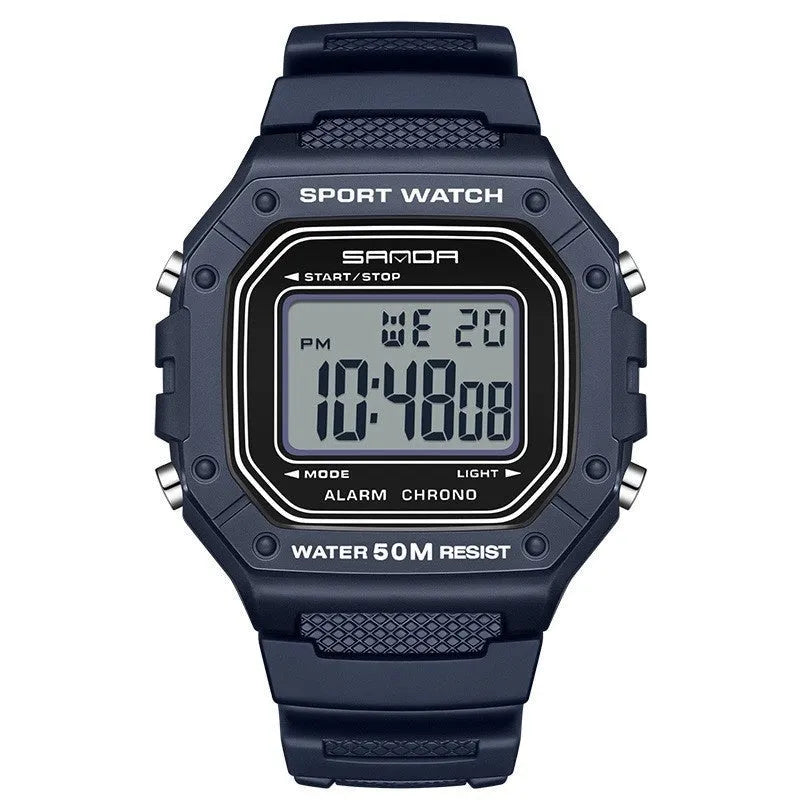 Waterproof electronic swimming watch with alarm clock in multiple colour options