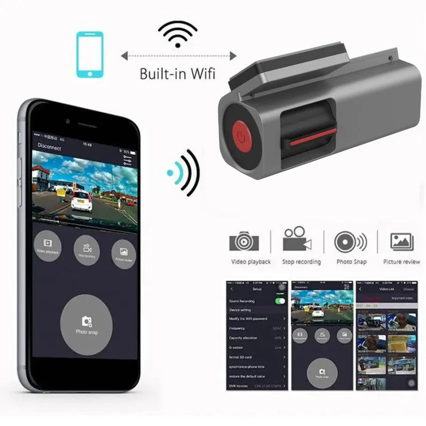 A380 model 4K wireless hidden car dash cam with wide-angle lens.
