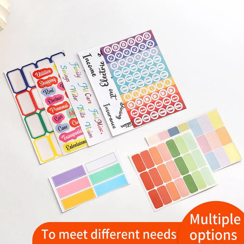 A6 adhesive organisation stickers with 16-grid layout divided into four colour sections for planning