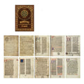 Pack of ten decorative craft paper sheets showing eight different artistic colour and design themes.