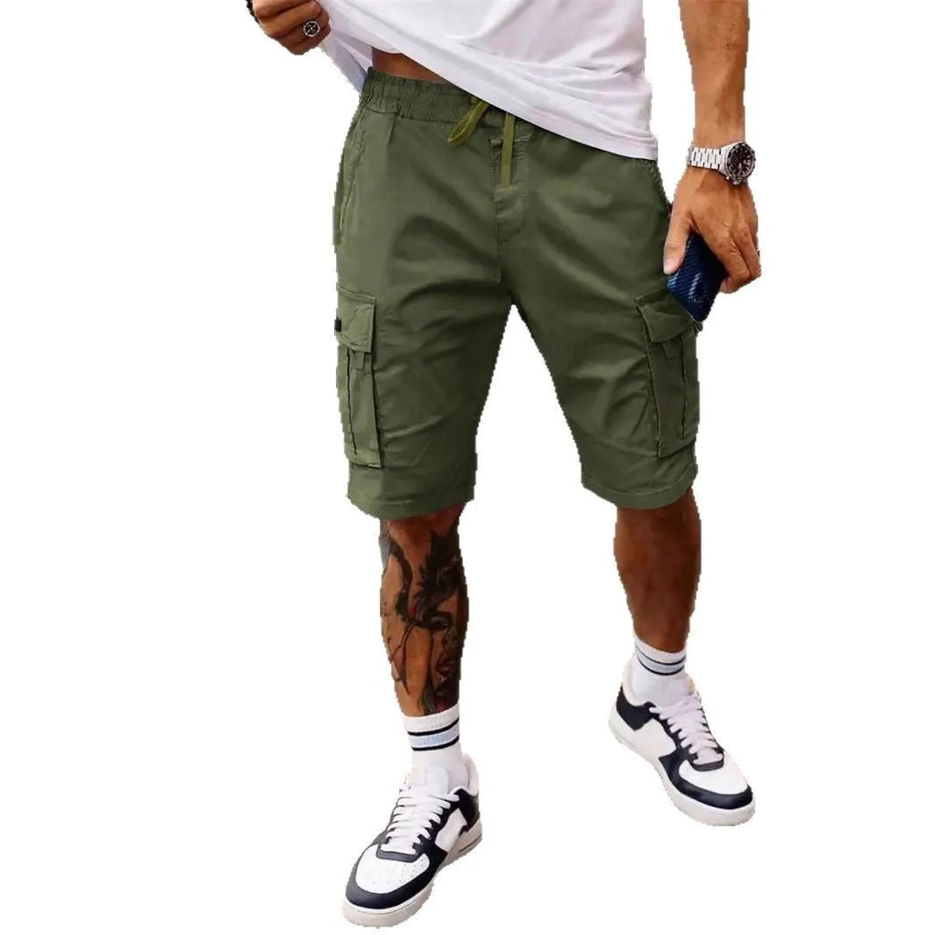 Men's loose fit cropped workwear shorts in four colours with straight leg design