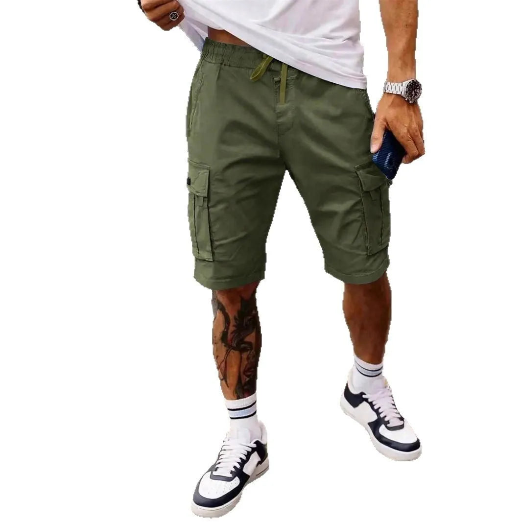 Men's loose fit cropped workwear shorts in four colours with straight leg design