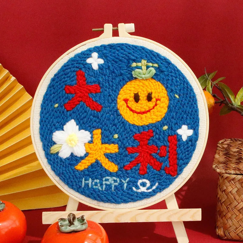 Cross stitch embroidery DIY kit with 20cm hoop, threads, fabric and tools for handmade crafts