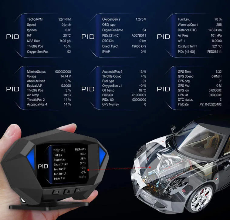 HUD head-up display unit with 147mm by 93mm HD LCD screen for vehicle windscreen projection of GPS data