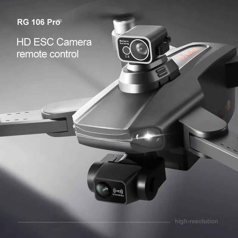 RG106PRO obstacle avoidance drone with brushless motor, GPS and three-axis gimbal, 30-50cm plastic body, metal blue or orange