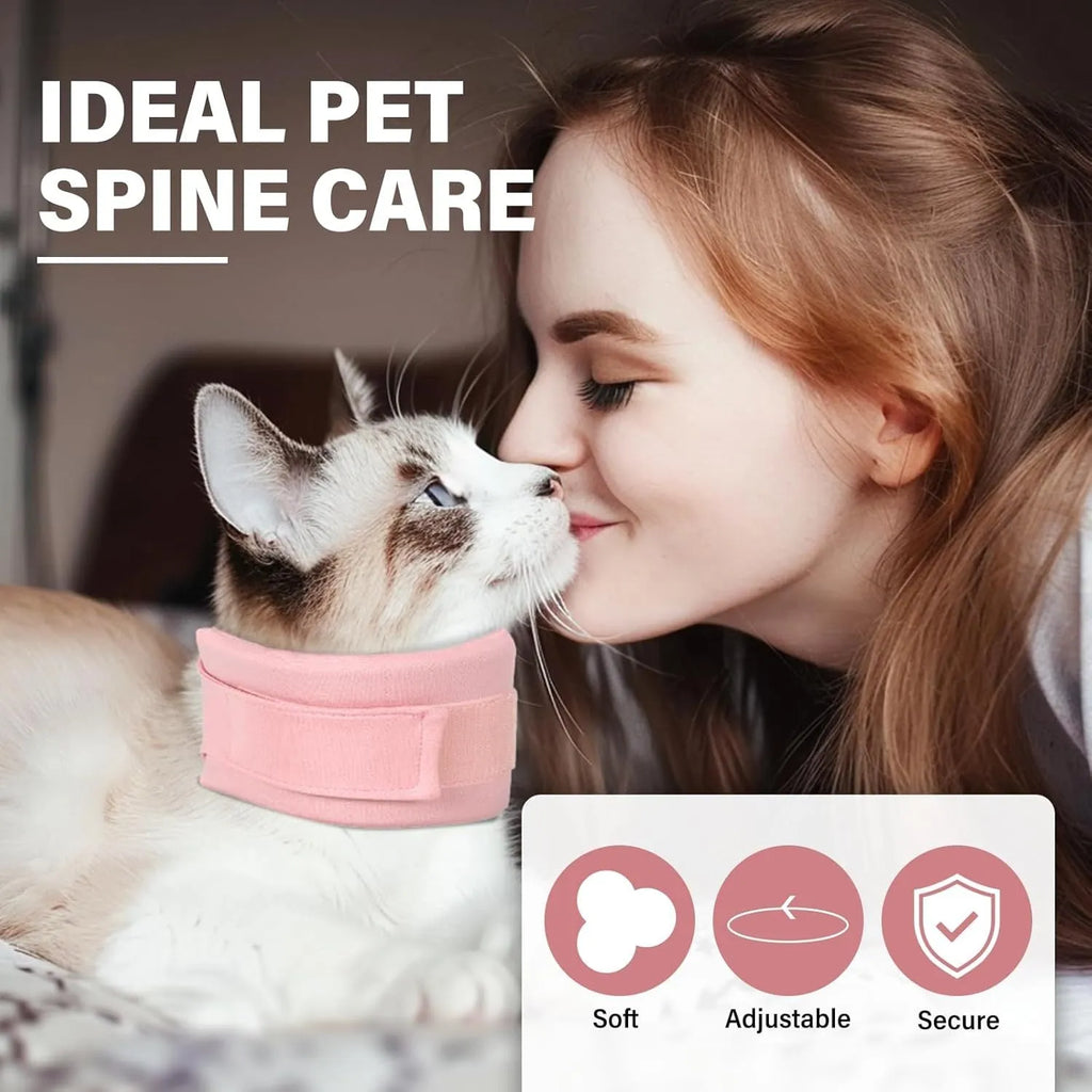 Soft grey cat cone collar for post-surgery recovery showing neck brace design
