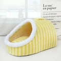 Striped thickened 3D pet bed with hole drilling design and removable sponge in blue, green, pink or yellow