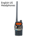 Baofeng UV-5RA dual-frequency radio with dual-display interface showing two active channels