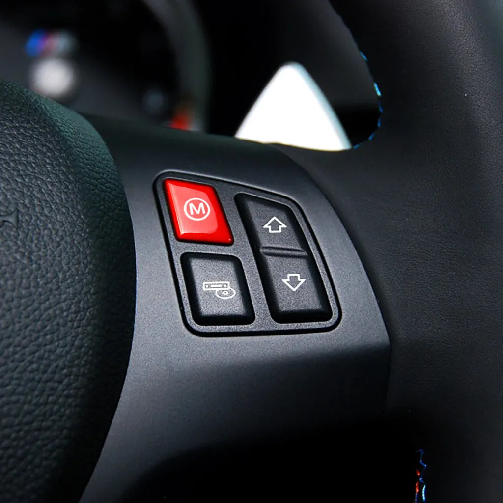 BMW steering wheel M1 M2 mode replacement buttons in red and blue colours