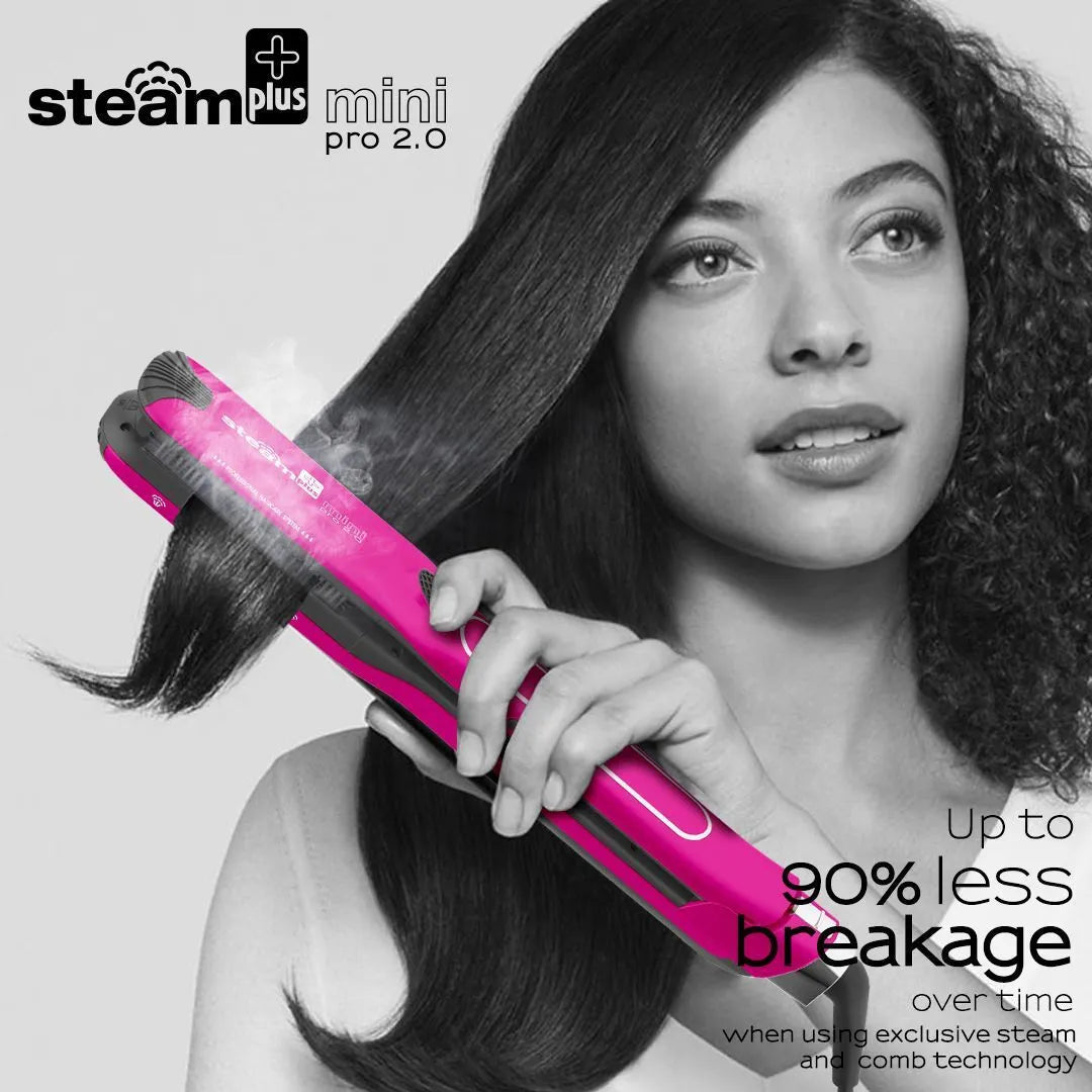 Mini steam splint spray hair straightener in champagne colour with ceramic plates and steam function