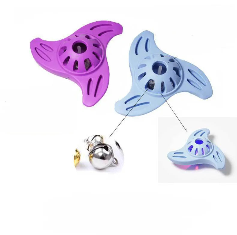 Blue boomerang-shaped dog toy with molar texture, measuring 132mm
