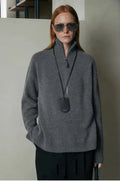 Loose lapels top bandage dress in black or mountain rain grey with long sleeves and wool fabric