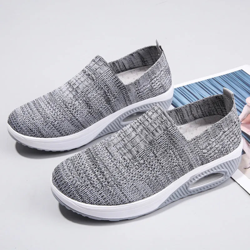 Women's mesh running shoes with air cushion, round toe, and artificial PU upper in various colours