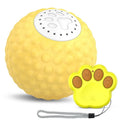 Remote-controlled cat toy ball measuring 8cm diameter with blue colour option and separate remote control unit