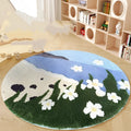 Hailang round blue snow mountain cartoon carpet for children's bedroom