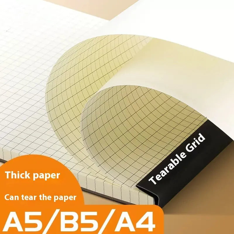 Tearable writing pads in A5, B5, A4 sizes with 80 sheets, available in blank, grid, and horizontal line rulings