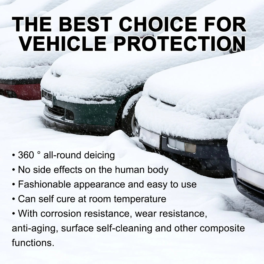 Compact hydrophobic nano coating car snow brush made from white PE plastic.
