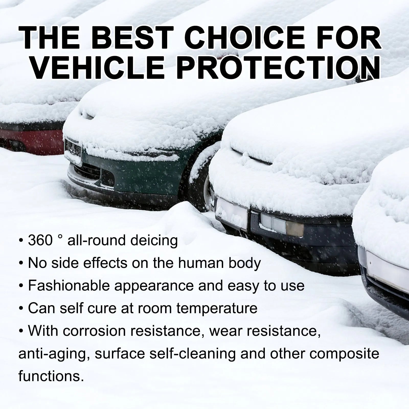 Compact hydrophobic nano coating car snow brush made from white PE plastic.