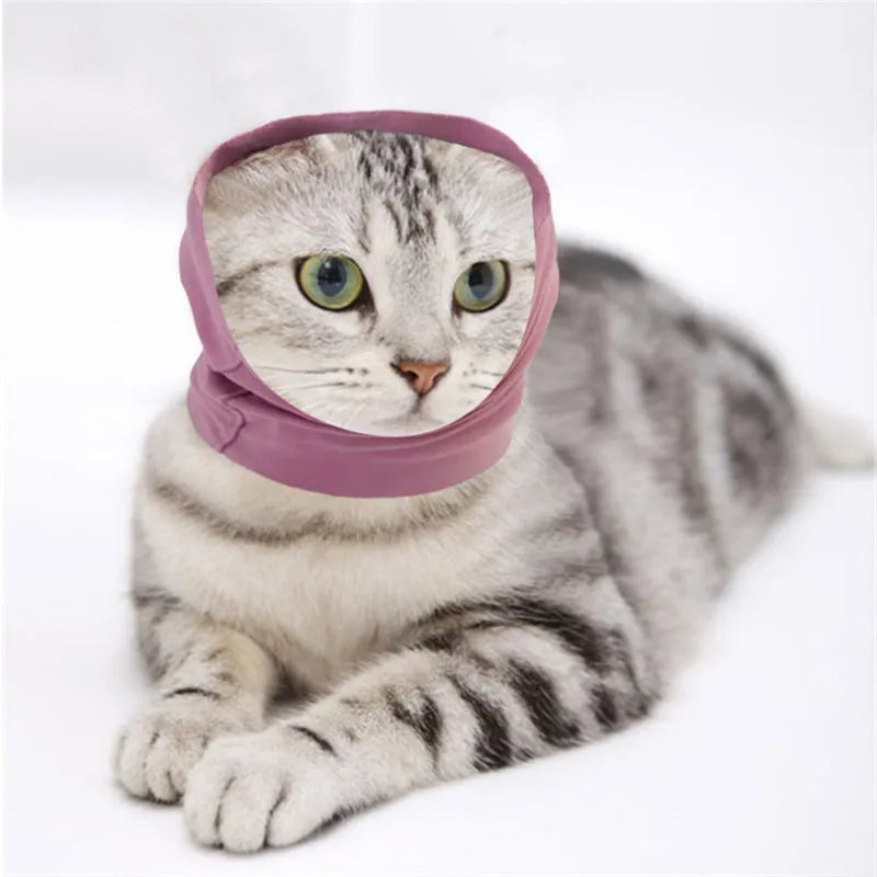 Cotton pet ear muffs in pink, black or purple with elastic scarf band, sizes S M L for dogs and cats