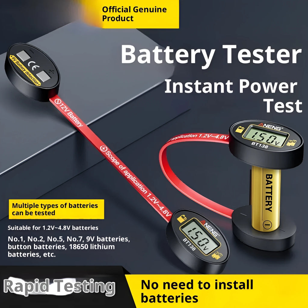 BT138 small portable digital display battery detector with magnetic battery level tester function