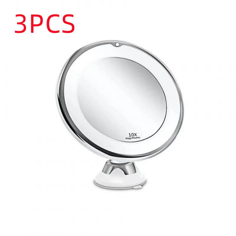 White LED make-up mirror with battery operation, plastic frame, 17.5 x 21cm, bright LED lights