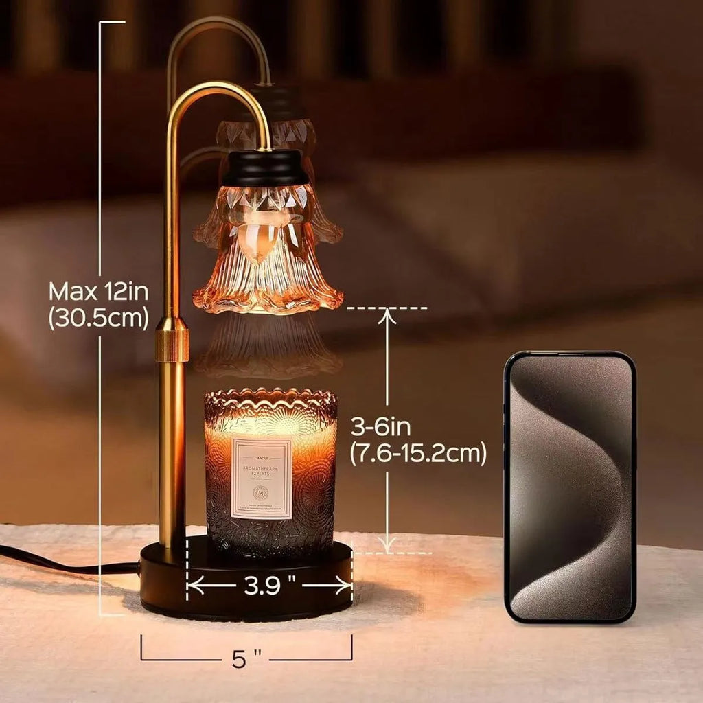 Bamboo holder electric wax melting lamp for aromatherapy, 30.5 cm tall with universal voltage.