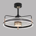 Modern ceiling fan light with five blades and acrylic lampshade in black finish, diameter 60cm