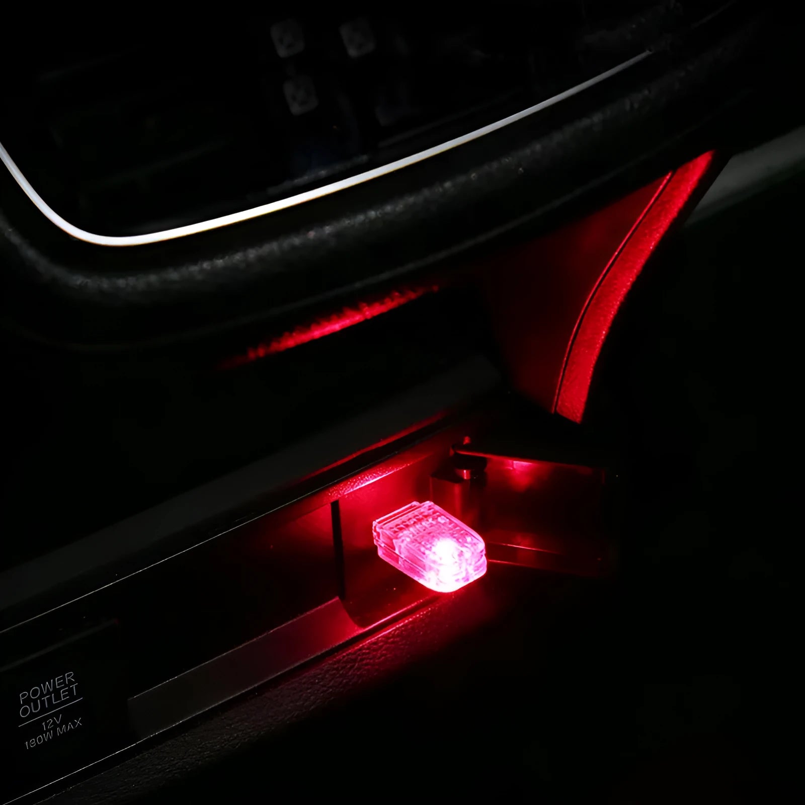 Car USB ambient light with touch controls for white, blue, ice blue, pink modes and voice-controlled RGB effects