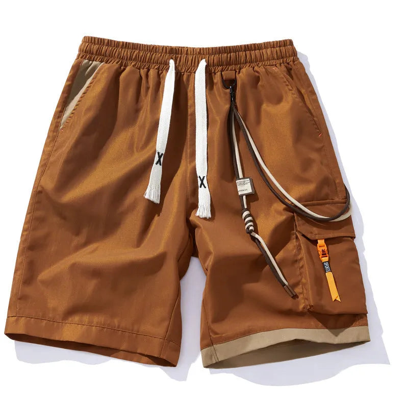 Men's plus size bamboo fibre shorts in straight-leg cropped style with elastic waistband