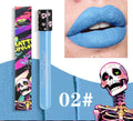 Halloween retro matte lip gloss in test tube skull applicator with gold and silver shades