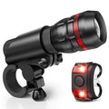 Bicycle headlights and taillights set with mounting bracket for secure attachment