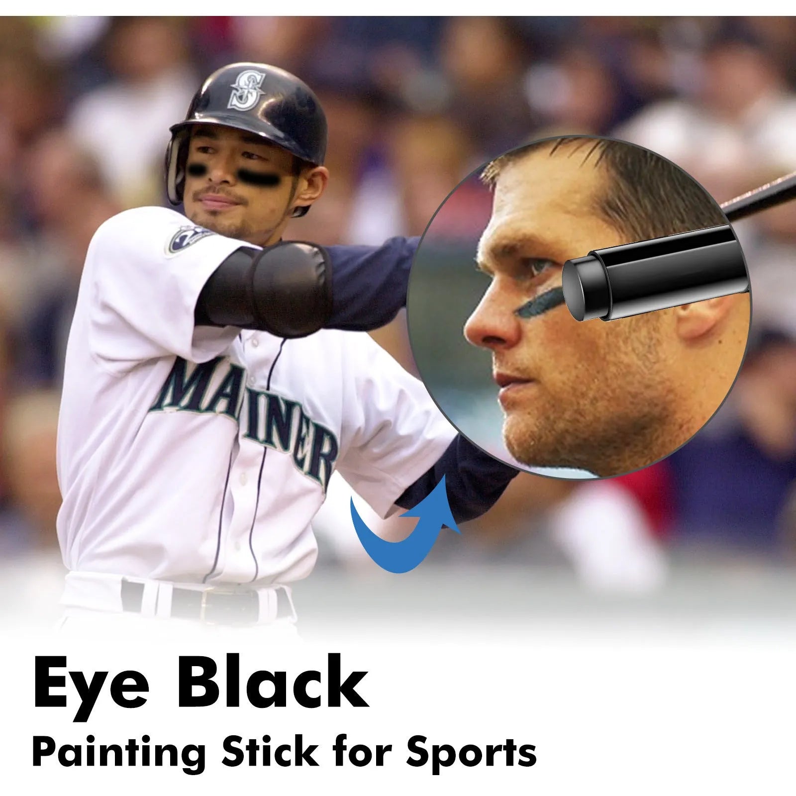15g sports eye black paint stick in compact 8.6cm packaging for athletic glare reduction