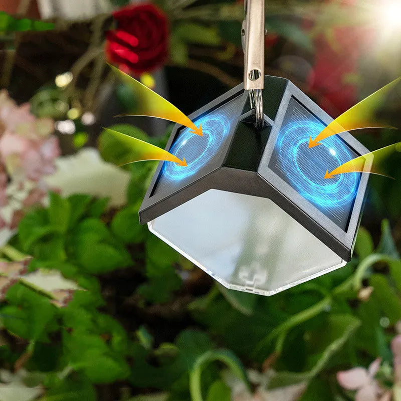 Outdoor solar ice brick chandelier, dual colour LED, IP65, 95 x 95 x 48 mm, with hanging clip