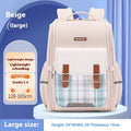 Student schoolbag in Oxford cloth with modern design, showing navy blue small size and royal blue large options