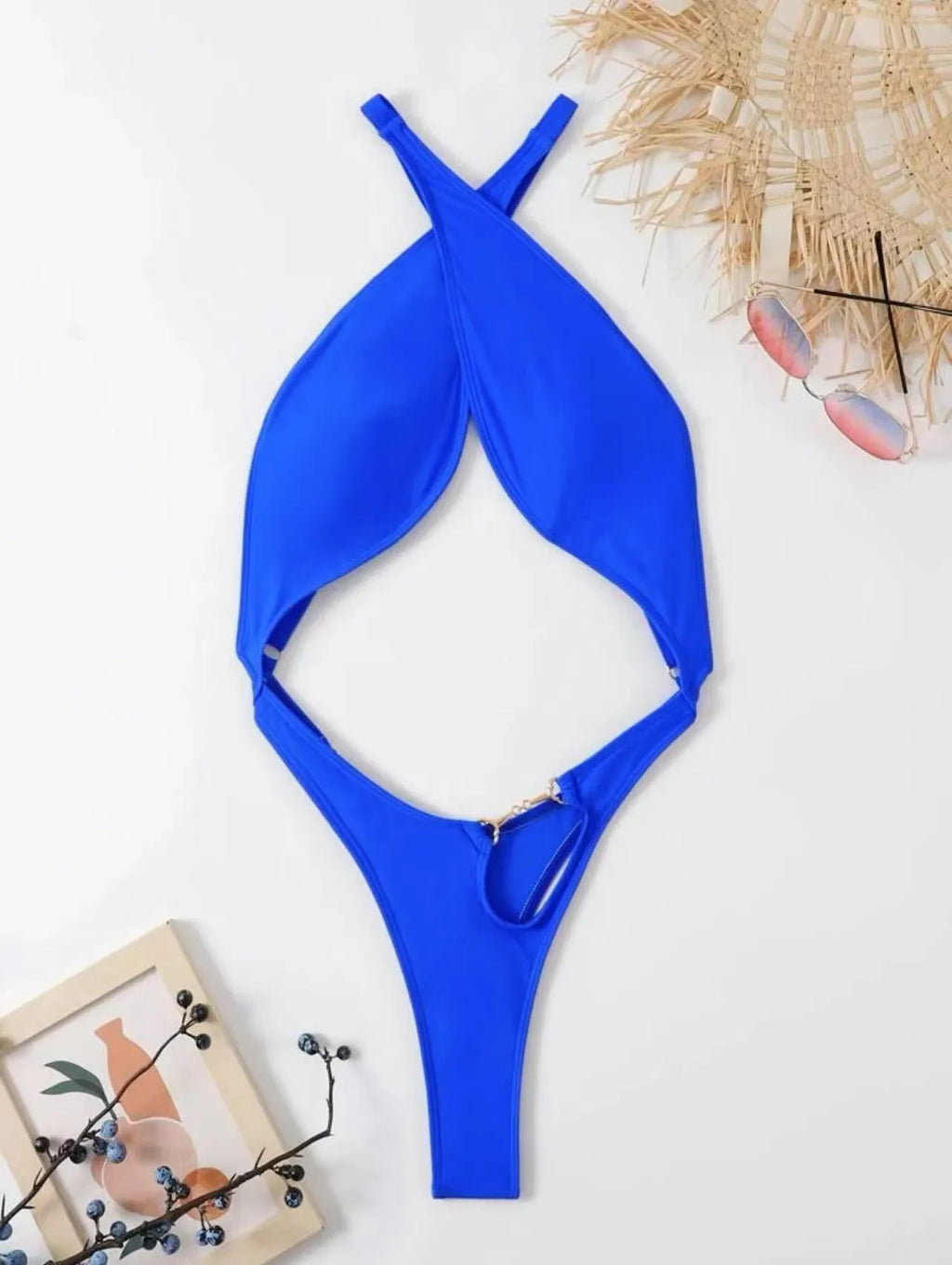 Women's solid colour one-piece swimsuit in polyester fabric with spandex lining