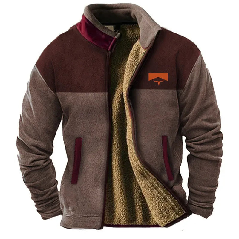 Men's green fleece padded coat with regular fit and polyester fibre insulation