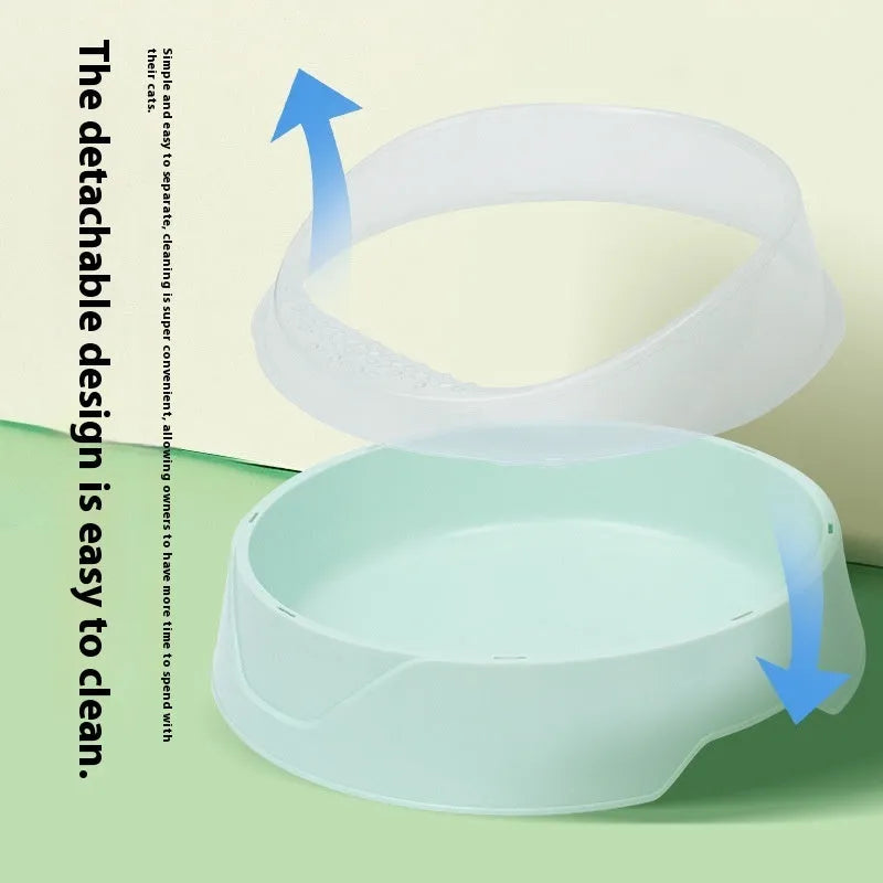 Round deodorant cat litter box in mint green colour with PP plastic construction