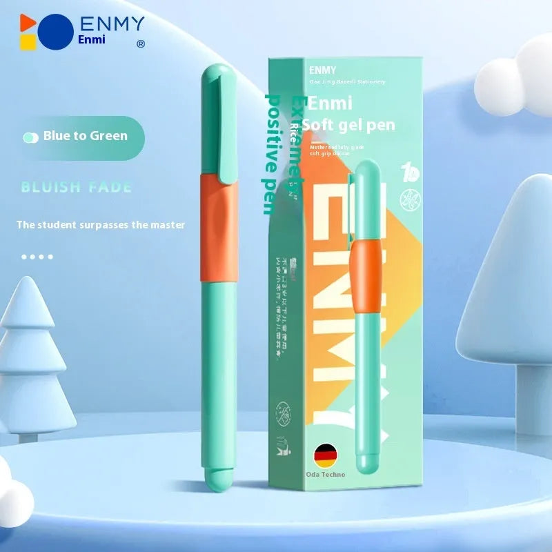 Student Posture Correction Pen with triangular plastic grip in blue, green, purple, or orange colour options