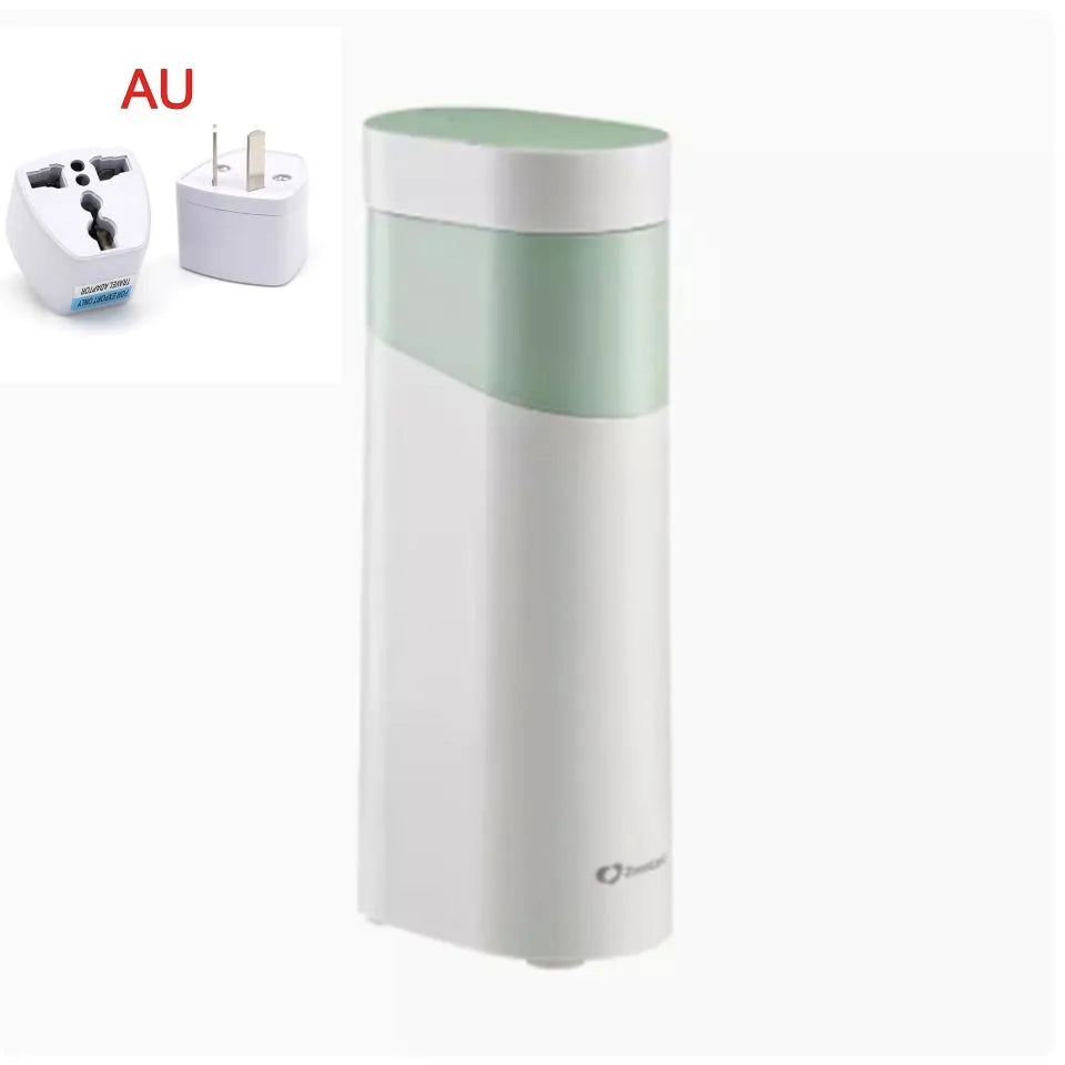Black or green desktop instant water dispenser with 1600W heating, temperature control, and compact design