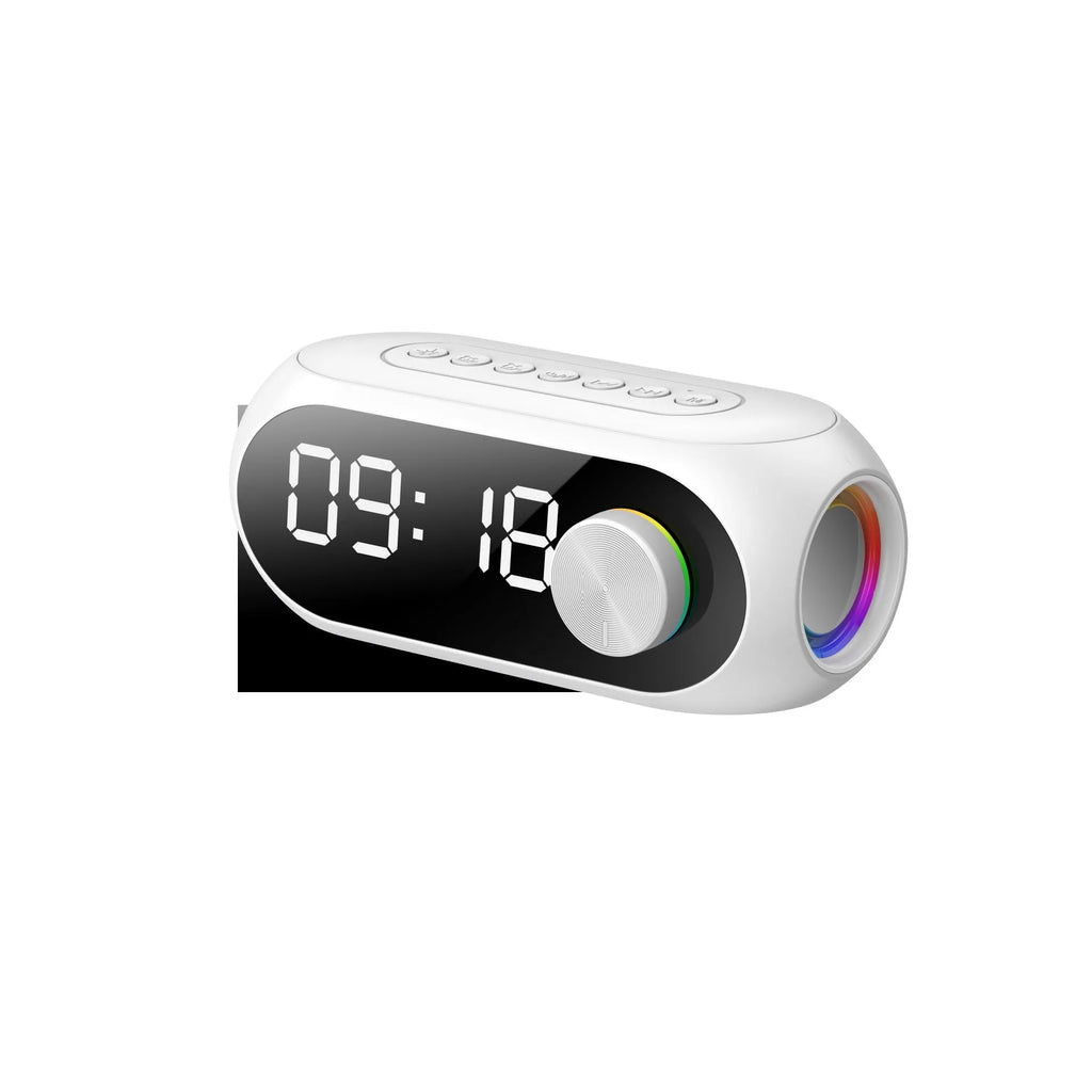Extra Bass Portable Mini Clock Household Speaker in S8 Black colour with USB charging cable