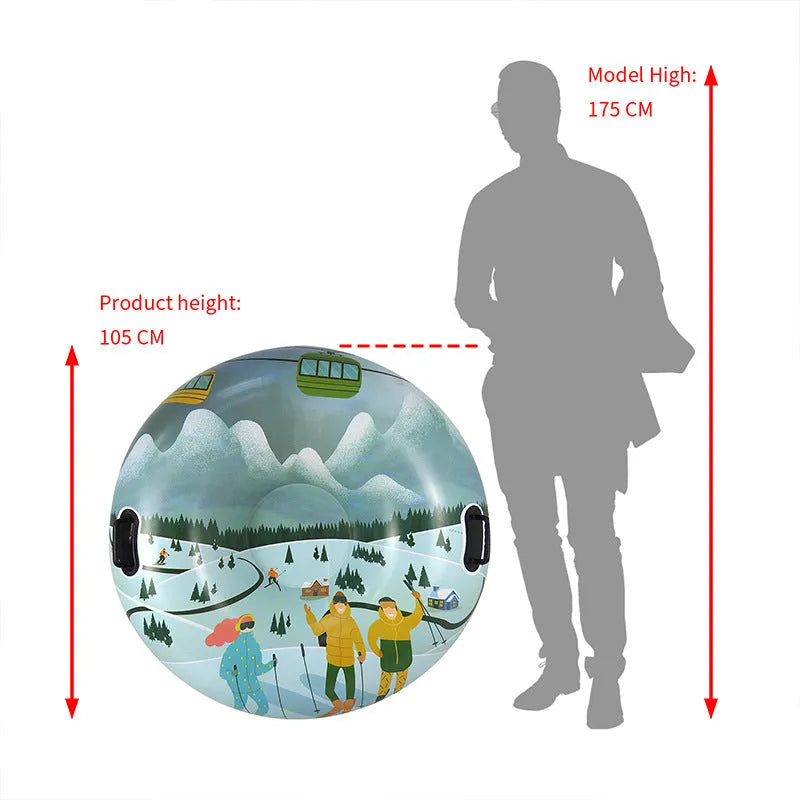 Outdoor PVC Winter Ski Ring showing 30cm diameter and 2mm thickness in snow mountain skiing ring colour