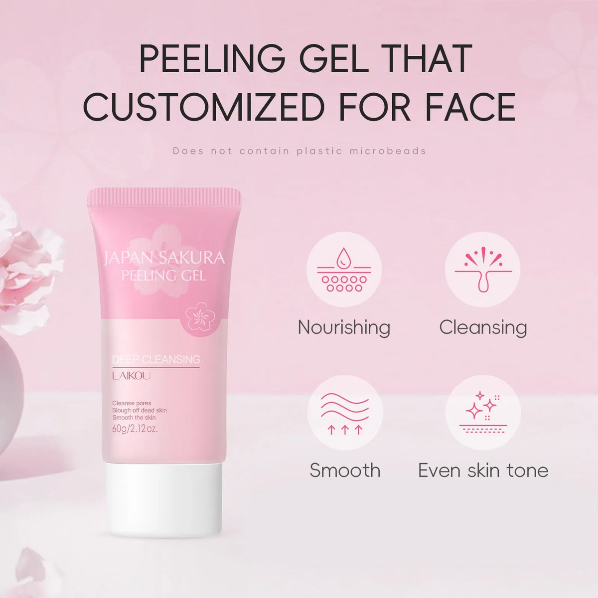 60g facial scrub exfoliating cleanser for women's pore cleansing, universal skin type skincare product