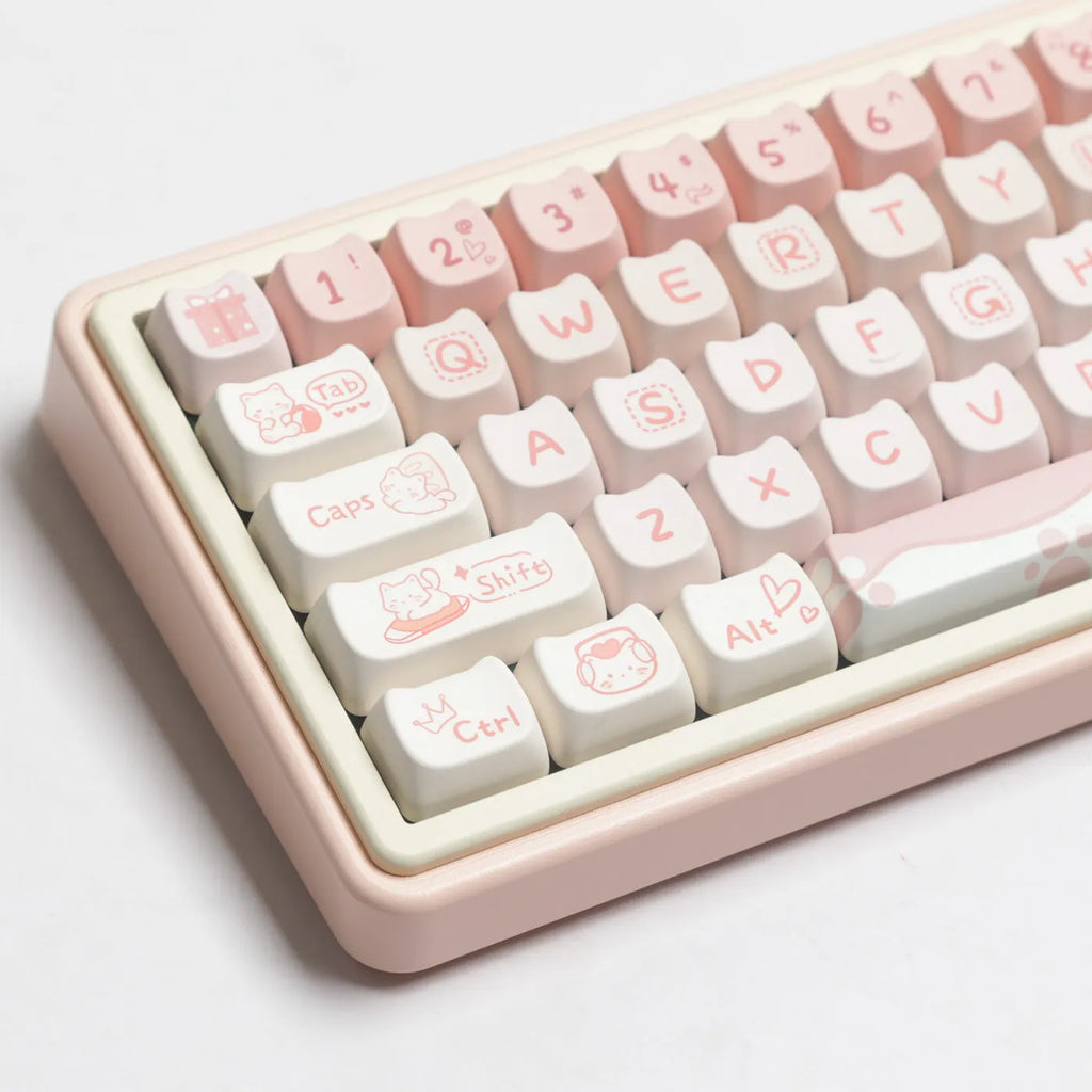 Full set PBT sublimation key caps for mechanical keyboards showing 98+ keys with sublimation printed legends