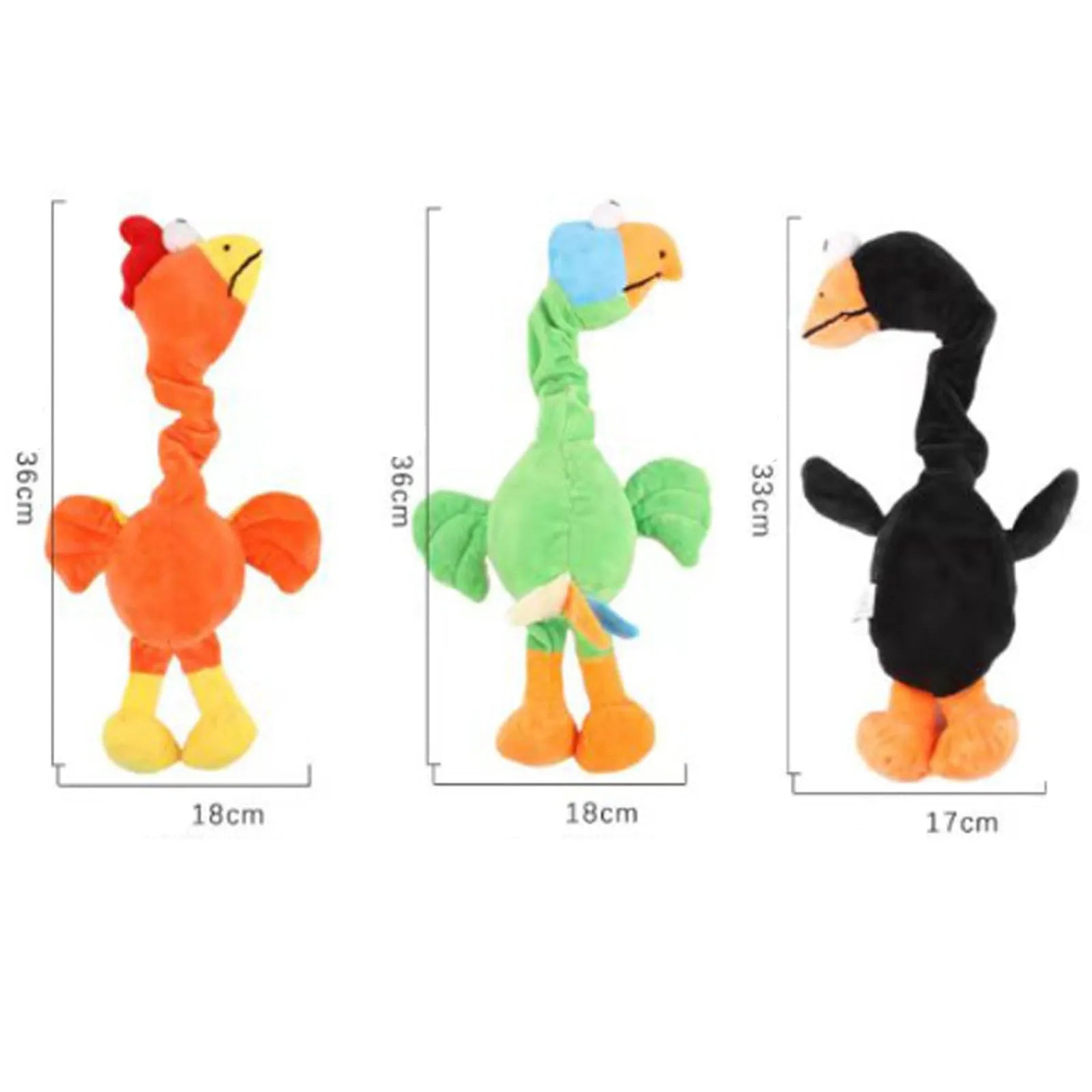 Black screaming chicken sound dog toy made of rubber, measuring 20cm long, with bite-resistant design for interactive play
