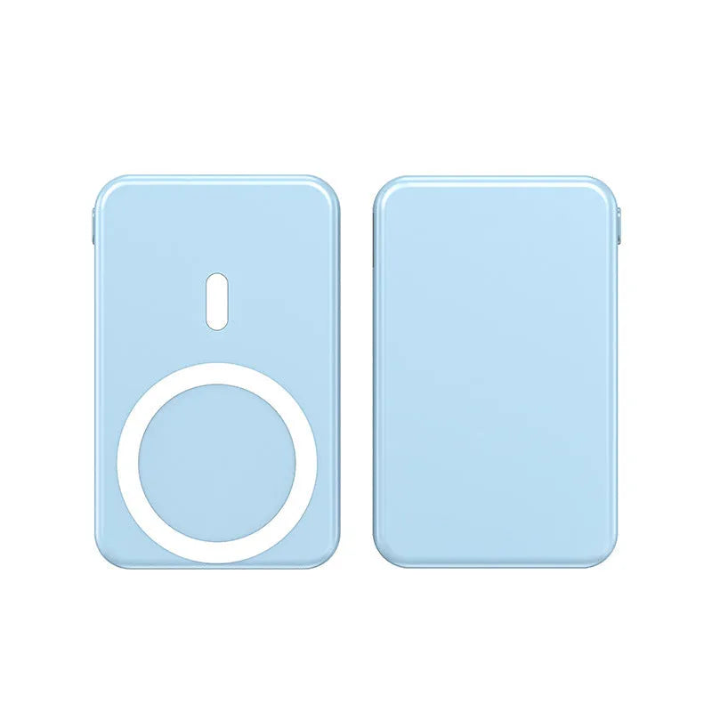 Ultra-thin wireless magnetic power bank for iPhone fast charging in black blue white colours