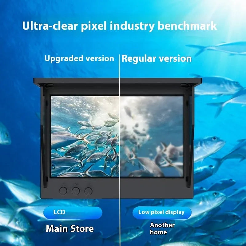 Fish finder underwater HD camera with 4.3-inch screen, wide angle lens, and temperature sensing on a fishing boat