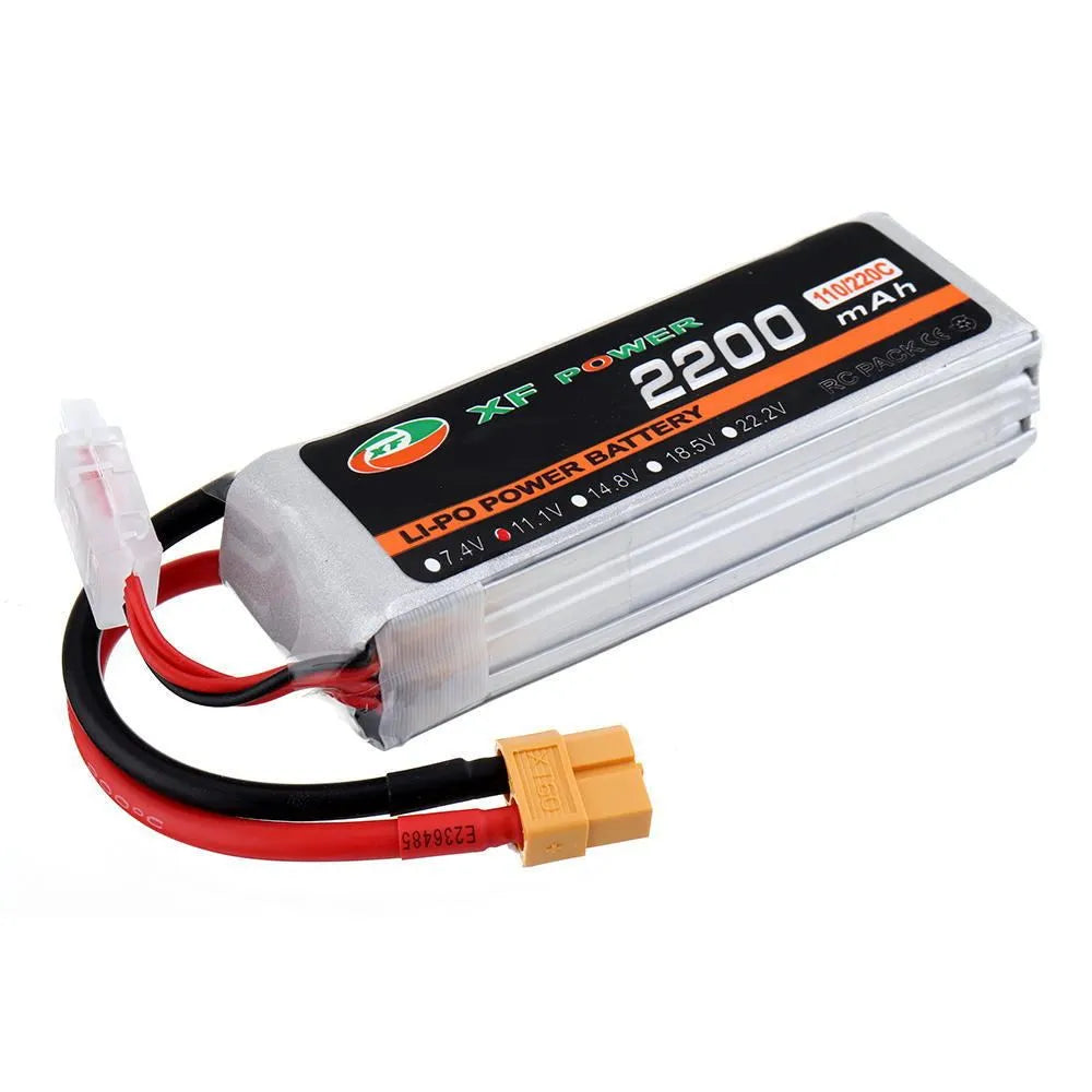 XF Power 14.8V 1000mAh 75C 4S graphene drone lithium battery with XT60 plug, measuring 29x34x56mm